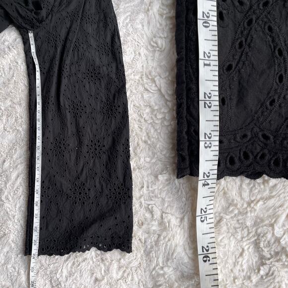 SOLD Zara eyelet lace high rise waist trouser pants cropped ankle trousers black - Picture 5 of 17